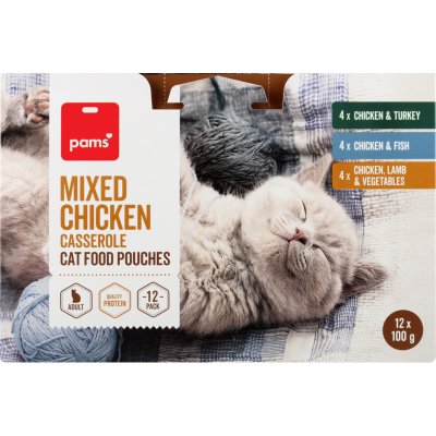 Pams Mixed Chicken Casserole Cat Food Pouches 1.2kg
