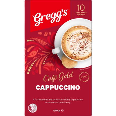Gregg's Cafe Gold Cappuccino Coffee Sachets 10 x 15g