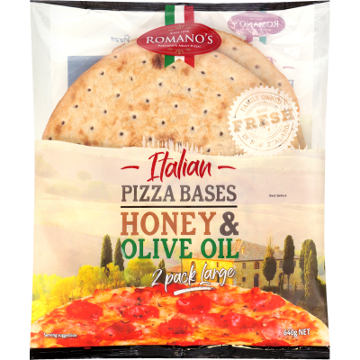 Romano's Honey & Olive Oil Italian Pizza Bases 640g