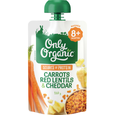 Only Organic Carrots Red Lentil & Cheddar 8+ Months 120g
