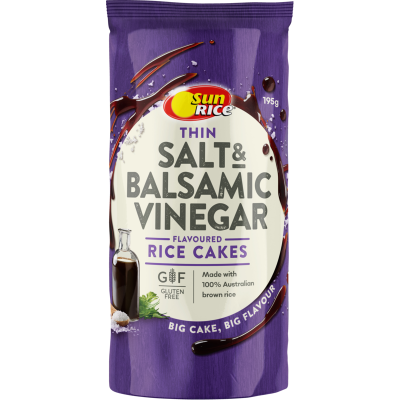 SunRice Salt & Balsamic Vinegar Flavoured Thin Rice Cakes 195g