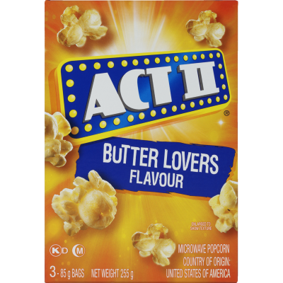 Act II Butter Lovers Flavour Microwave Popcorn 3pk