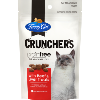 Fussy Cat Crunchers Grainfree Beef & Liver Cat Treats 100g