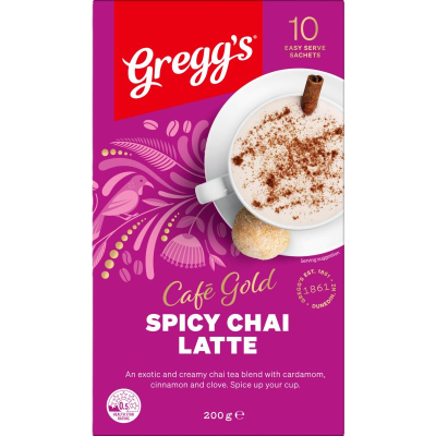 Gregg's Cafe Gold Spicy Chai Latte Sachets 10pk