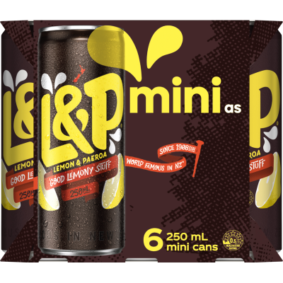 L&P Soft Drink Cans 6 x 250ml