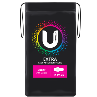 U By Kotex Extra Super Pads With Wings 14pk