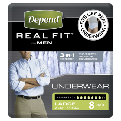 Depend Real Fit Incontinence Underwear Men Medium 8pk