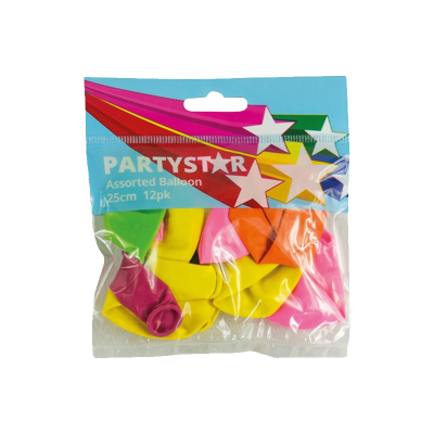 Korbond Assorted Balloon 25cm 12pk