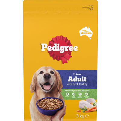 Pedigree Senior 7+ with Real Turkey Dry Dog Food 3kg