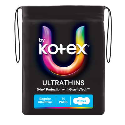 U By Kotex Ultrathins Regular Pads With Wings 14pk
