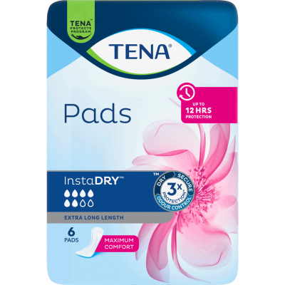 Tena InstaDry Extra Long Length Pads 6pk