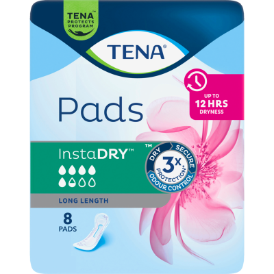 Tena InstaDry Long Length Pads 8pk