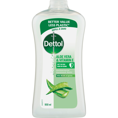 Dettol Antibacterial Aloe Vera & Vitamin E Liquid Hand Wash Refill 950ml