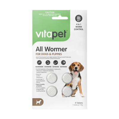 VitaPet All Wormer For Dogs And Puppies 4pk