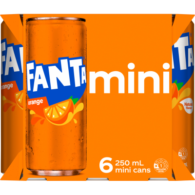 Fanta Orange Soft Drink Mini Cans 6 x 250ml