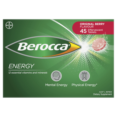 Berocca Energy Orignal Berry Flavour Effervescent Tablets 45pk