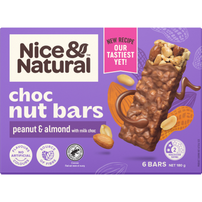 Nice & Natural Peanut & Almond Choc Nut Bars 180g