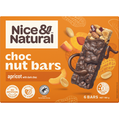 Nice & Natural Apricot Choc Nut Bars 180g