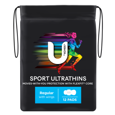 U By Kotex Sport Ultrathins Regular Pads With Wings 12pk
