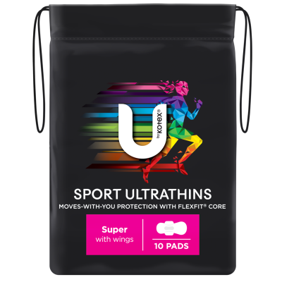 U By Kotex Sport Ultrathins Super Pads With Wings 10pk