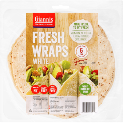 Giannis White Natural Wraps 6pk