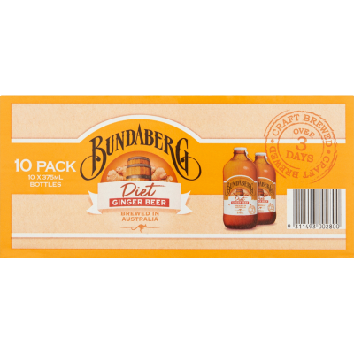 Bundaberg Diet Ginger Beer 10 x 375ml