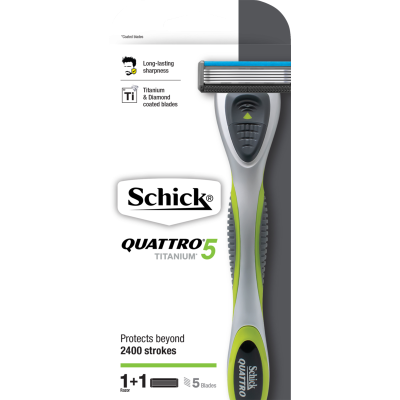 Schick Quattro Titanium 5 Razor + Cartridge ea