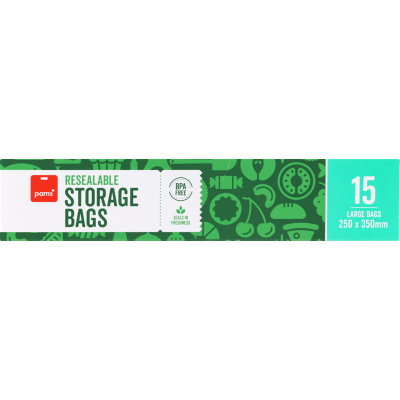 Pams Resealable Large Storage Bags 250 x 350mm 15pk