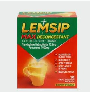 Lemsip Max Cold & Flu Decongestant Hot Drink Lemon 10 sachets