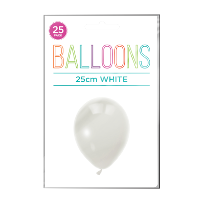 Hoorah White Balloons 25pk