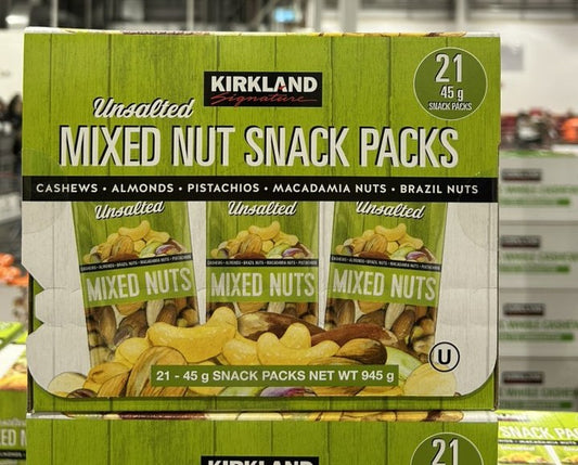 Kirkland Signature Unsalted Mixed Nut Snack Packs 21 x 45g