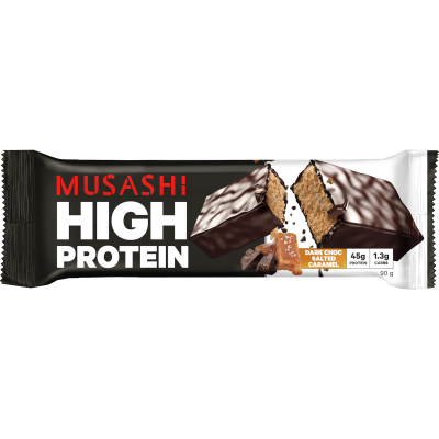 Musashi Dark Choc Salted Caramel High Protein Bar 90g