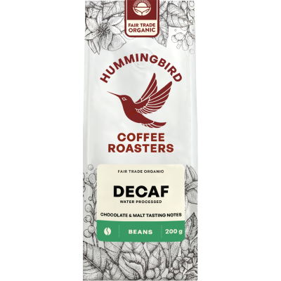Hummingbird Decaf Organic Fair Trade Coffee Beans 200g