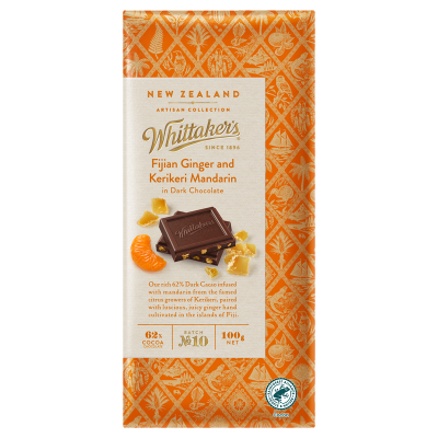 Whittaker's Fijian Ginger & KeriKeri Mandarin Chocolate Block 100g
