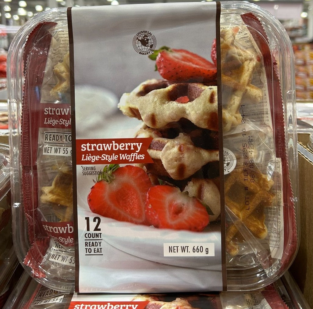 UNIVERSAL BAKERY STRAWBERRY LIEGE-STYLE WAFFLES 660g