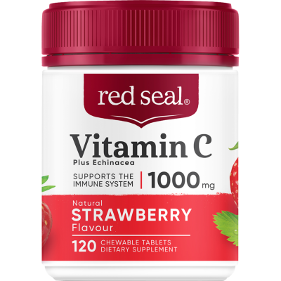 Red Seal Vitamic C 1000mg Plus Echinacea Strawberry Flavour Chewable Tablets 120pk