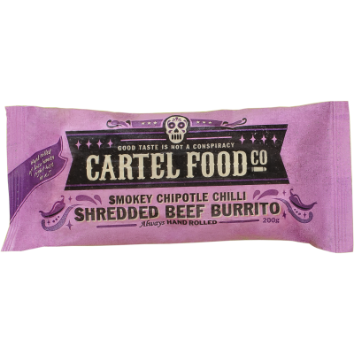 Cartel Food Co Smokey Chipotle Chilli Shredded Beef Burrito 200g