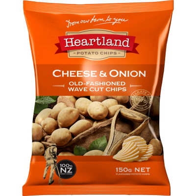 Heartland Cheese & Onion Old-Fashioned Wave Cut Chips 150g