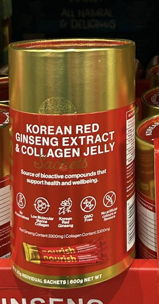 NOURISH KOREAN GINSENG & COLLAGEN JELLY SACHETS 30 X 20G