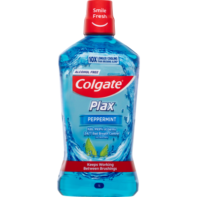 Colgate Plax Peppermint Alcohol Free Mouthwash 1l