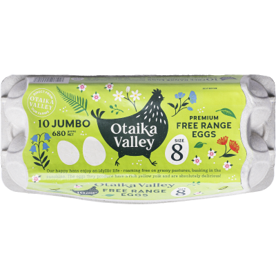Otaika Valley Premium Free Range Size 8 Eggs 10pk