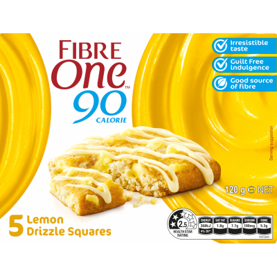 Fibre One Lemon Drizzle Squares 5 x 24g