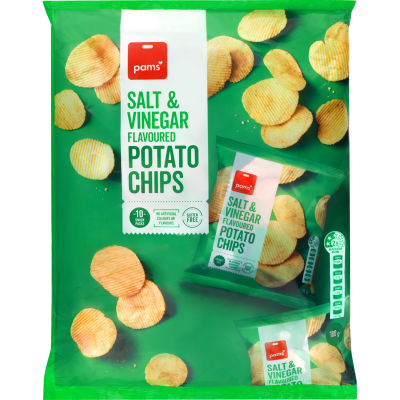 Pams Salt & Vinegar Flavour Potato Chips Snack Packs 10 x 18g