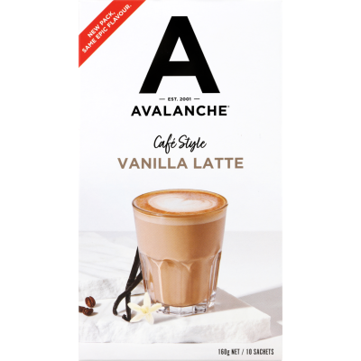 Avalanche Cafe Style Vanilla Latte Coffee Sticks 10 x 16g