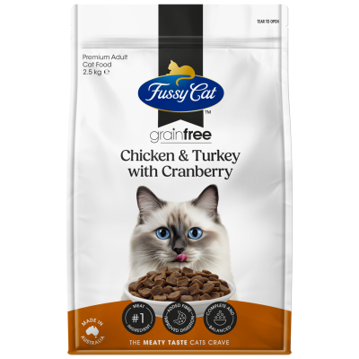 Fussy Cat Grainfree Chicken & Turkey With Cranberry Premium Adult Cat Food 2.5kg