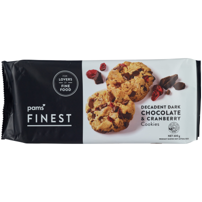 Pams Finest Dark Chocolate Cranberry Cookies 300g