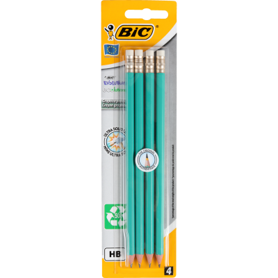 Bic Evolution Graphite Pencil Plus Eraser 4pk
