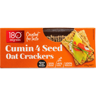 180 Degrees Cumin 4 Seed Oat Crackers 135g