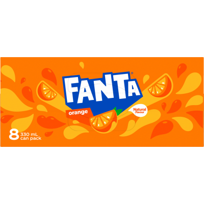 Fanta Orange Soft Drink Cans 8 x 330ml