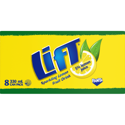 Lift Sparkling Lemon Fruit Drink Cans 8 x 330ml